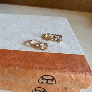 Gold and Crystal Hoop Earrings- unisex dangle trendy, vintage K-style